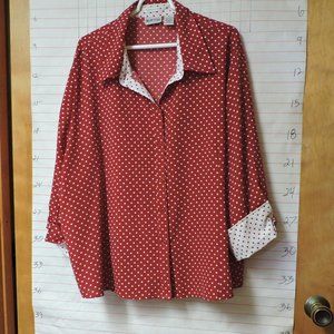 APPARENZA polka dot blouse 3X red & white